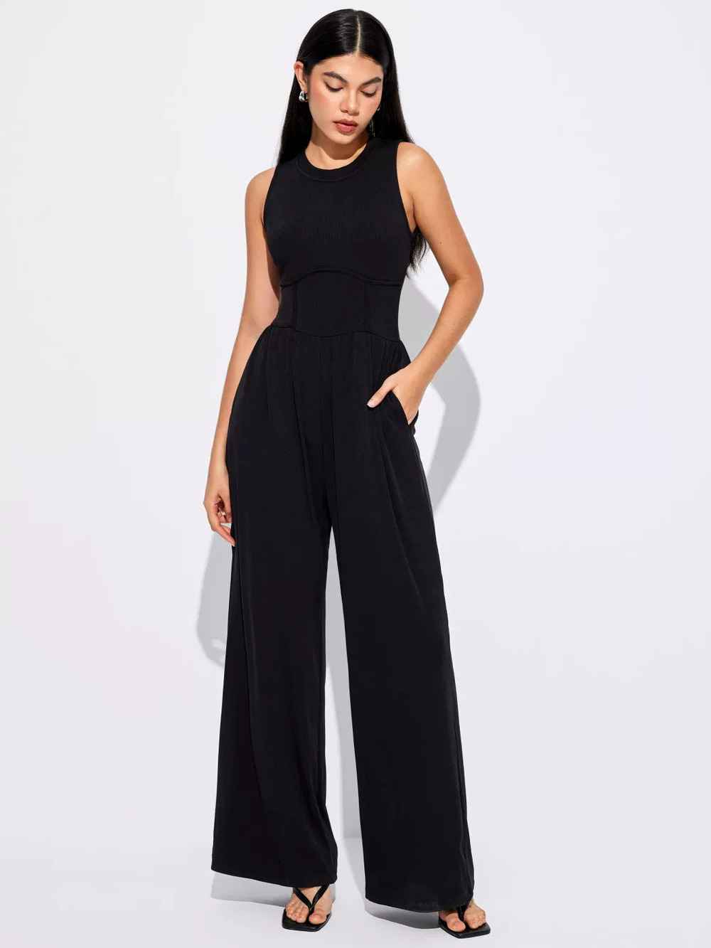 ZARA Sexy Knitted Jumpsuit Waist Side Slimming Design